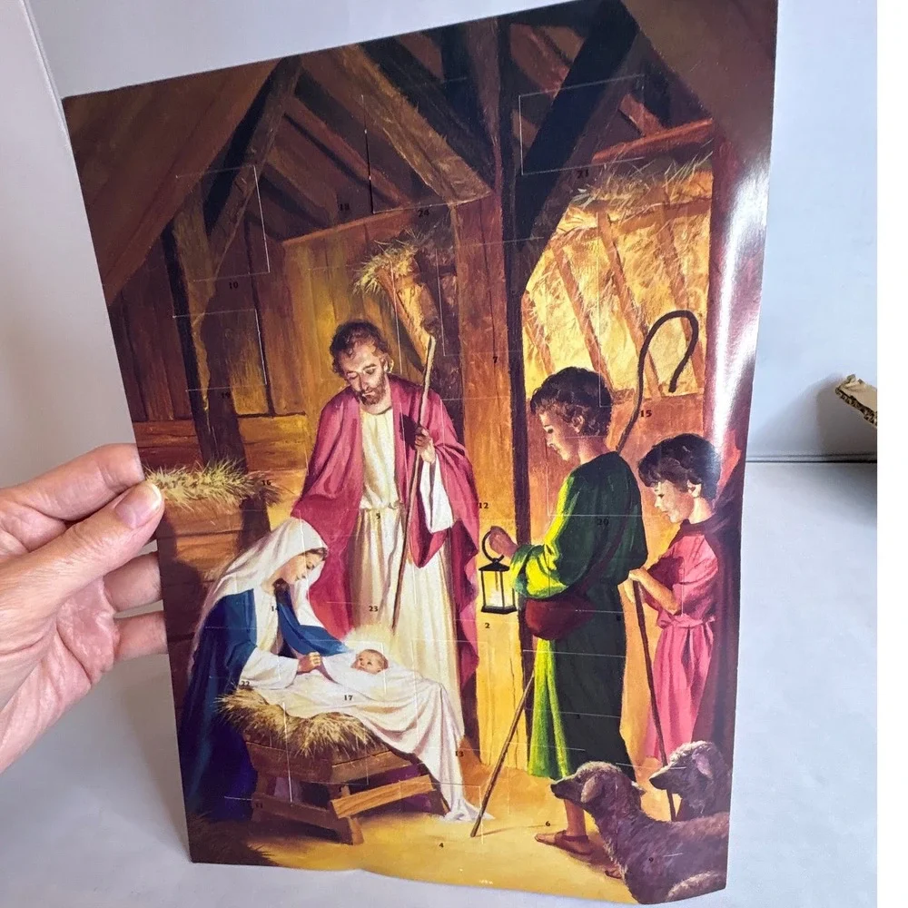 2 Vtg Autom‎ Nativity Scene Advent Calendar Christmas Religious Family Tradition